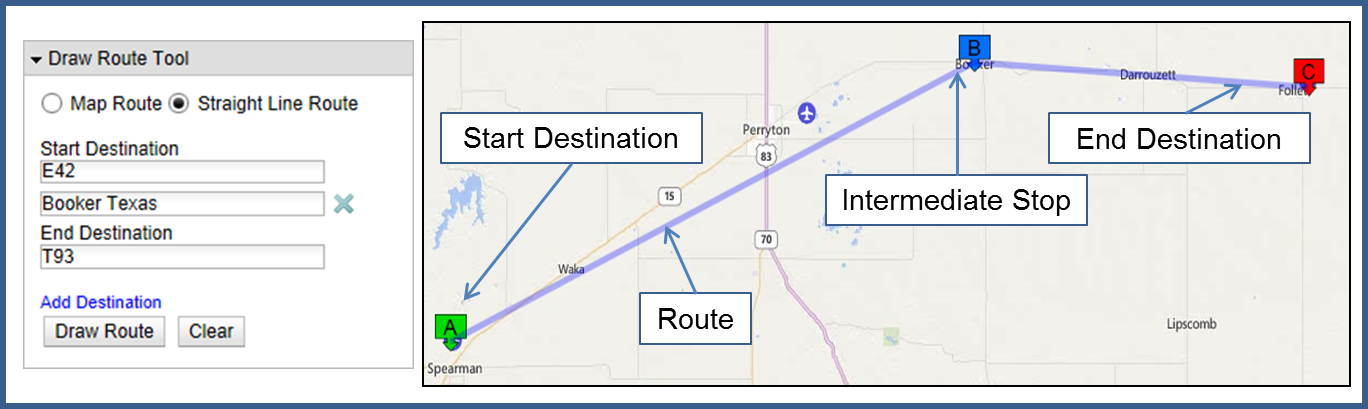 Draw Route Tool Straight Route